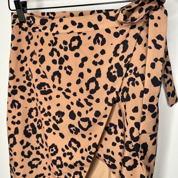 Lovers and Friends Marla Tan Leopard Wrap Skirt Size XXS - Picture 4 of 7